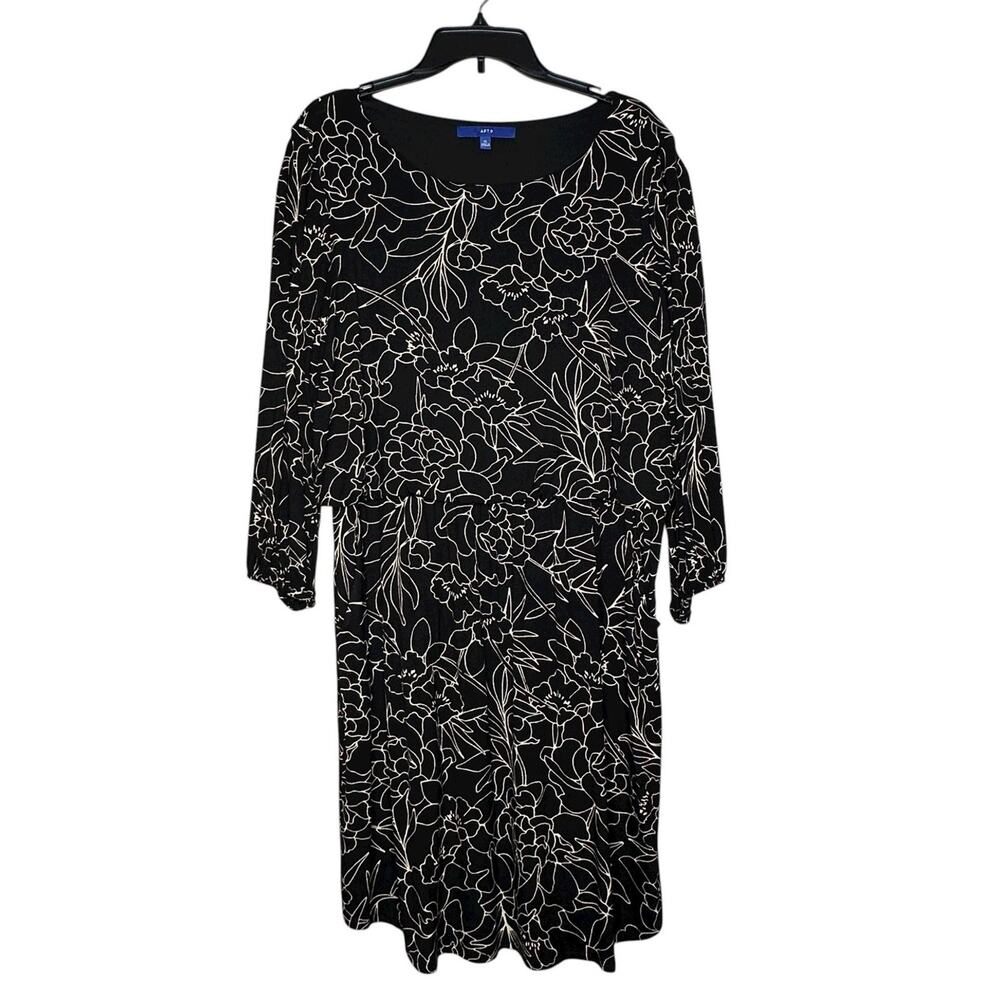 APT 9 Women’s Black Floral Dress size XL New X Large Casual Classic